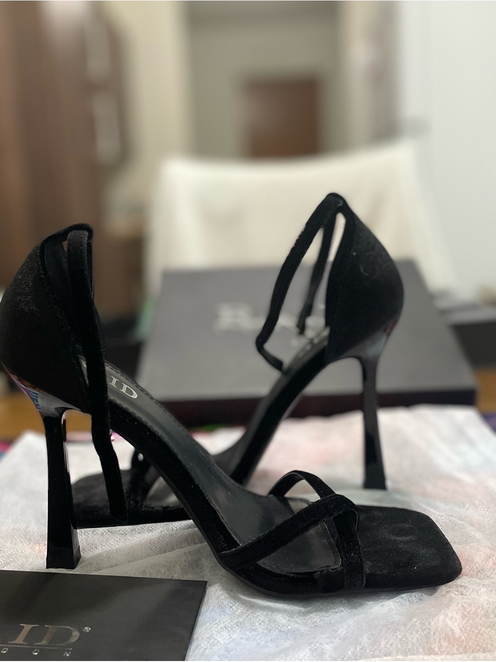 Raid London- Black Suede Strappy High Heel Sandal